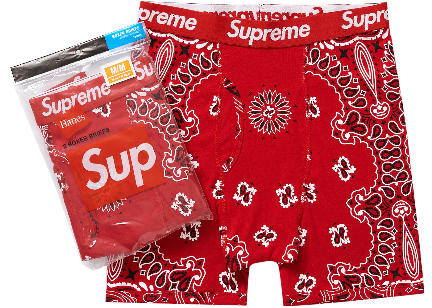 Supreme Hanes Bandana Boxer Briefs (2 Pack) Red – LIMITLESS