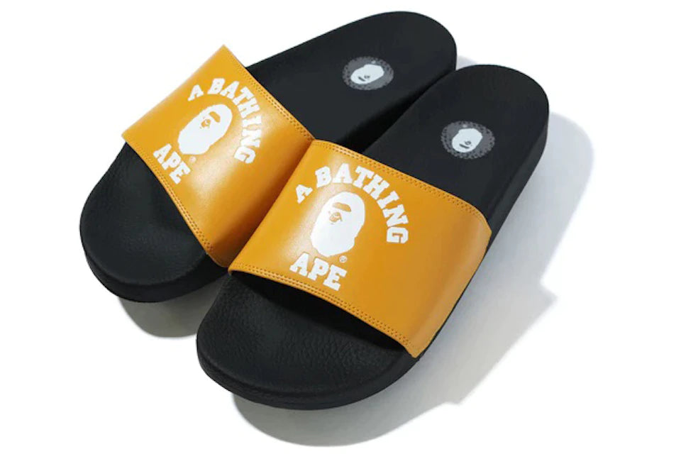 A Bathing Ape College Slide Sandals Yellow