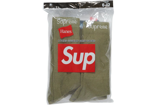 Supreme Hanes Crew Socks Crew Socks (4 Pack) Olive